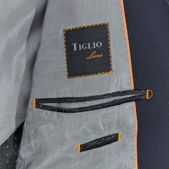 Tiglio 150's Mens Suit 2 Button Navy Novello Wool Jacket Blazer‎ 42L - Picture 5 of 6